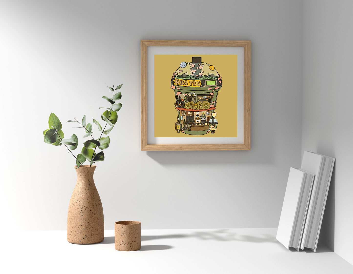 Boba Tea Cup Cafe Art Print
