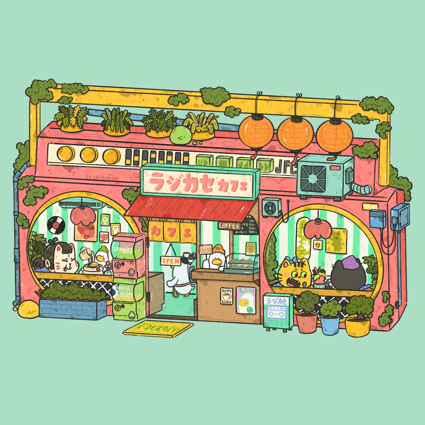 Boom Box Cafe Art Print