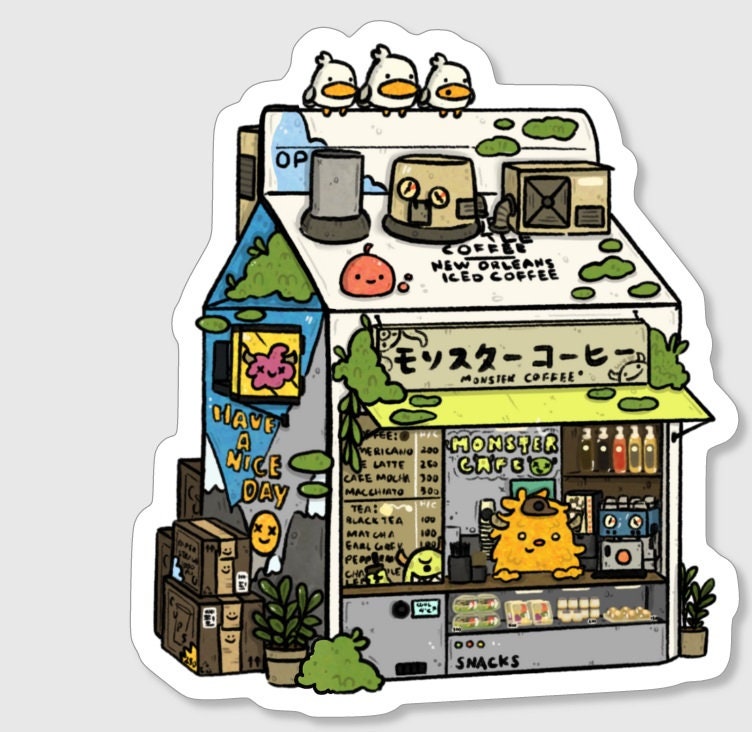 Monster Cafe Vinyl Sticker