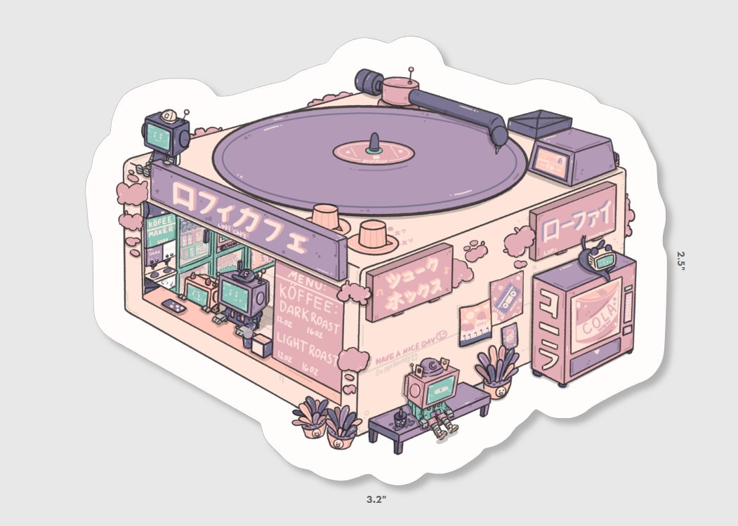Lofi Cafe Vinyl Sitcker