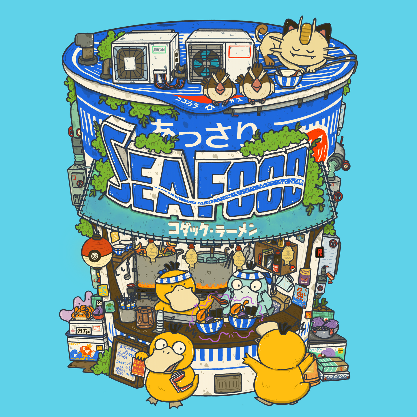 Psyduck Seafood Ramen Art Print