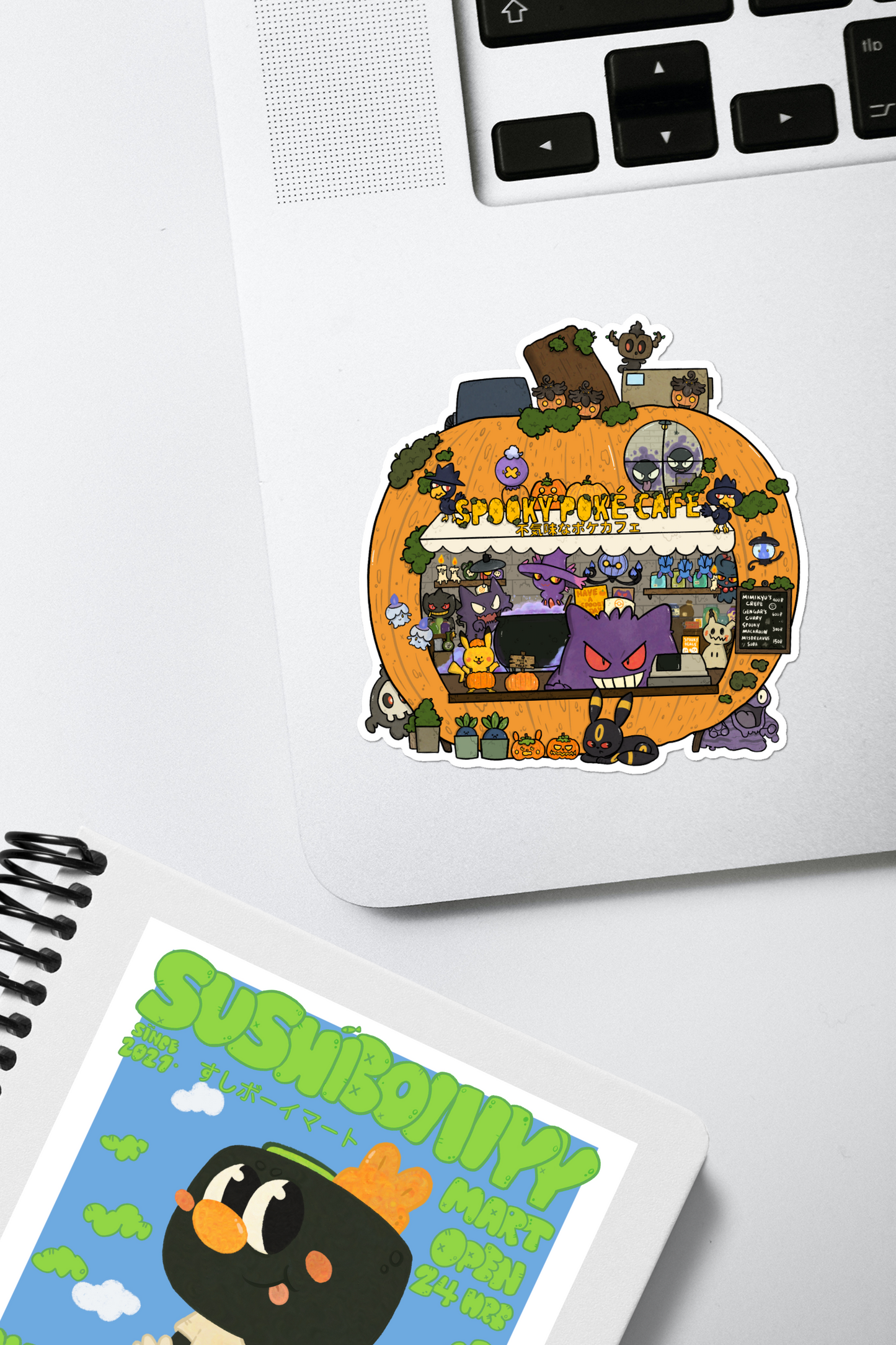 Spooky Poke Cafe Vinyl Sticker