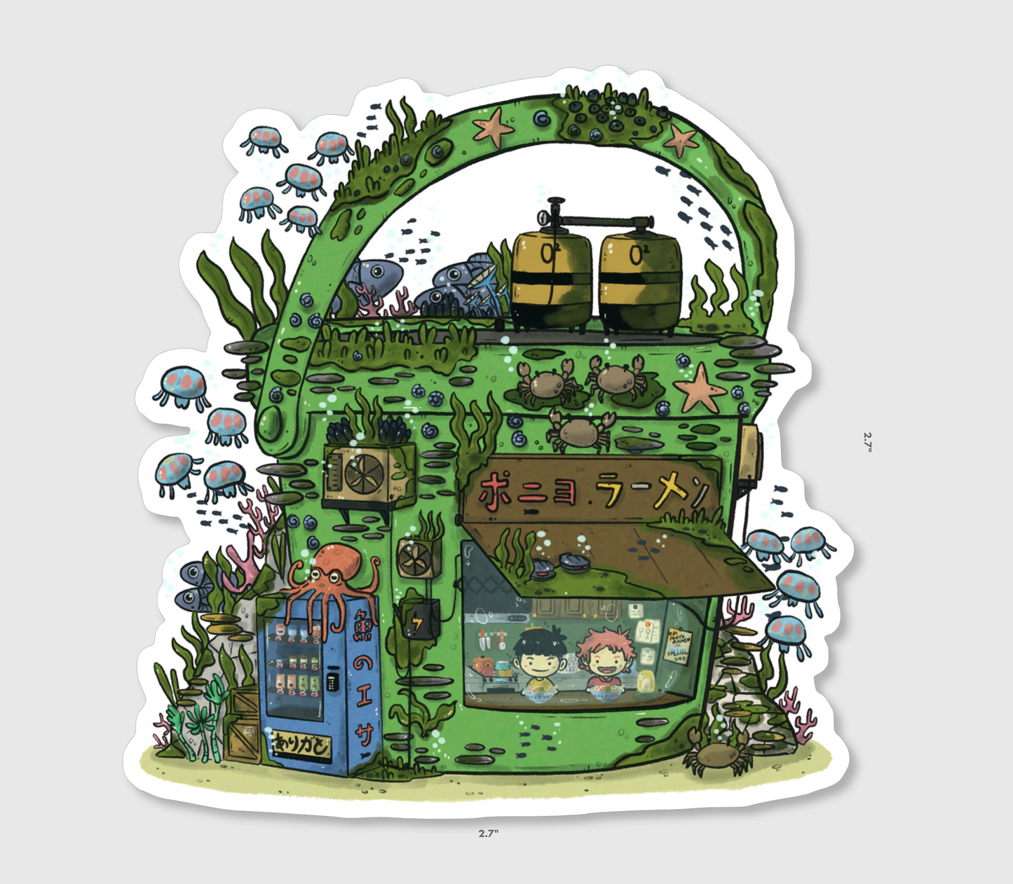 Ponyo Bucket Vinyl Sticker