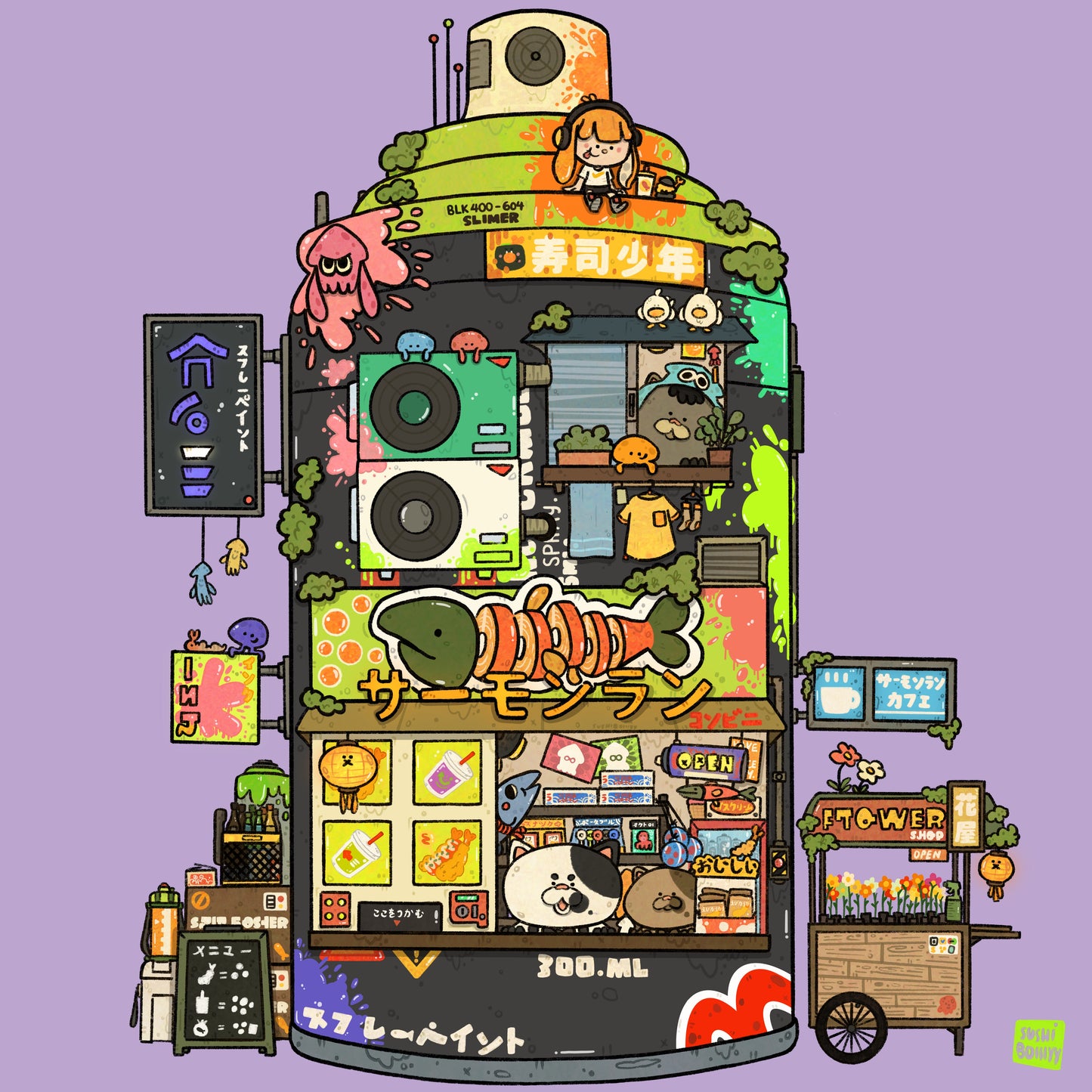 Salmon Run Cafe Art Print