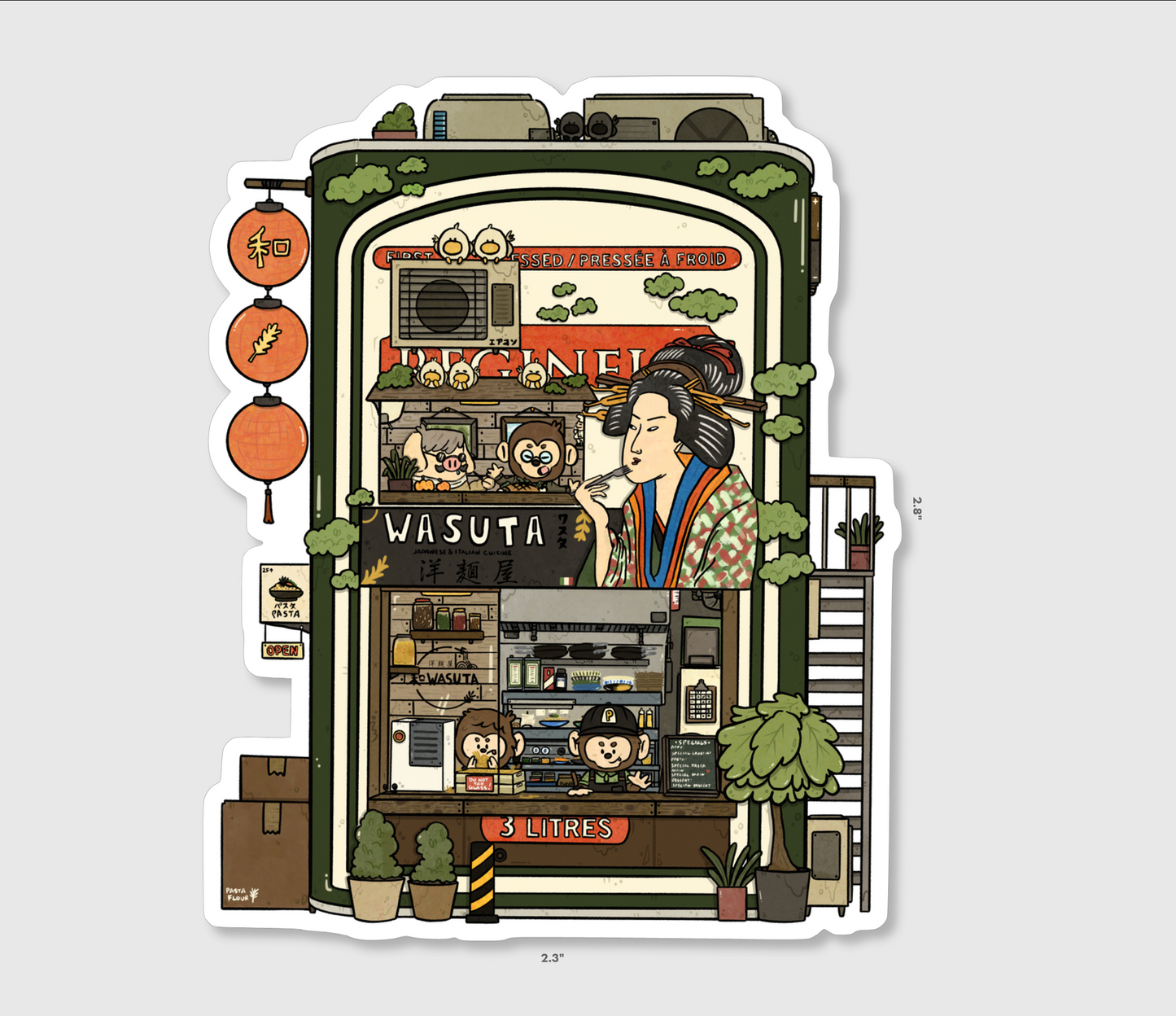 Wasuta Pasta (Olive Oil Can) Vinyl Sticker