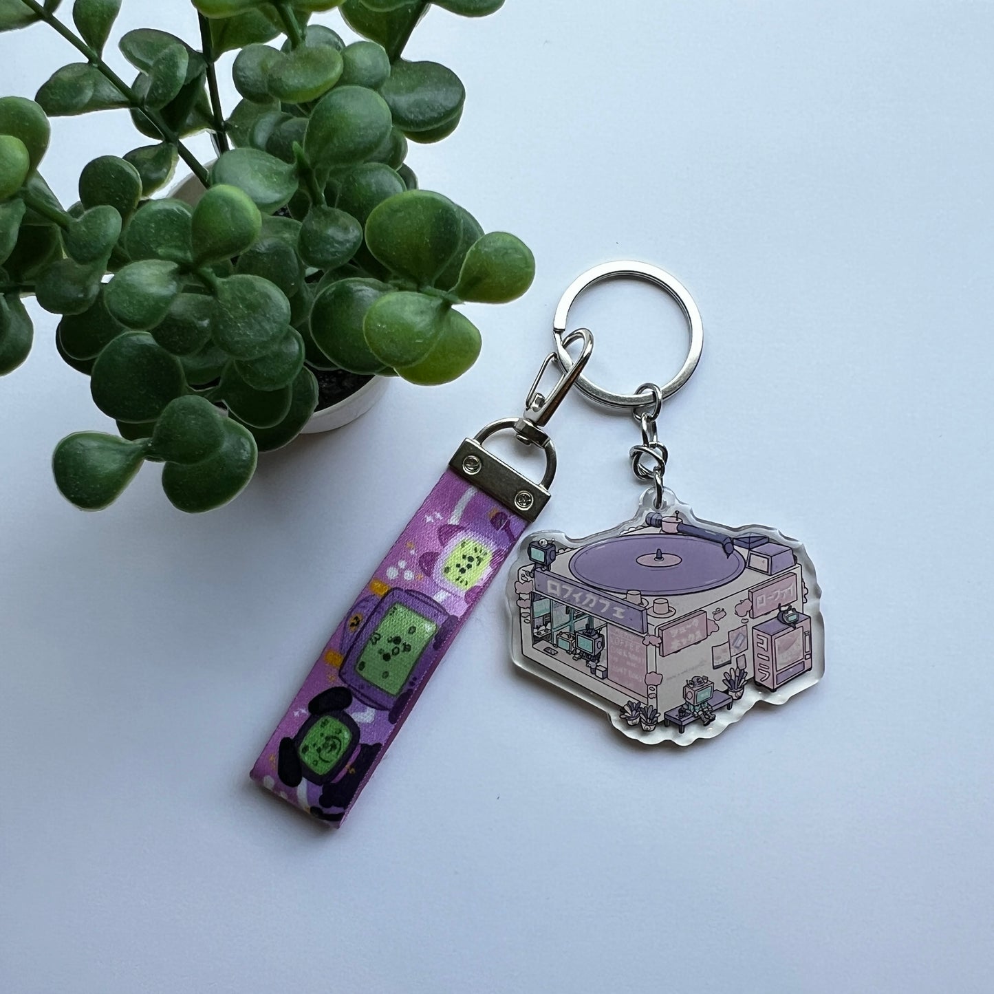 Lofi Cafe Keychain w/ Lanyard