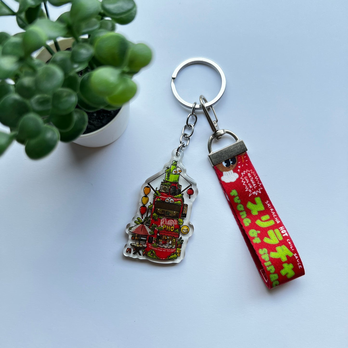 Sriracha Keychain w/ Lanyard