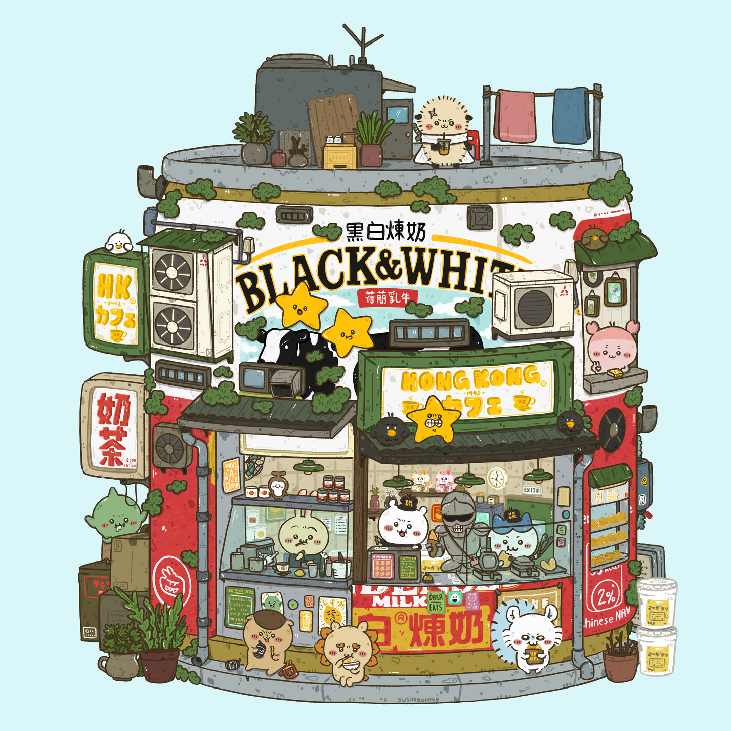 Chiikawa Hong Kong Cafe Art Print