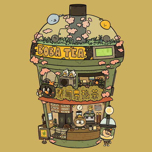 Boba Tea Cup Cafe Art Print