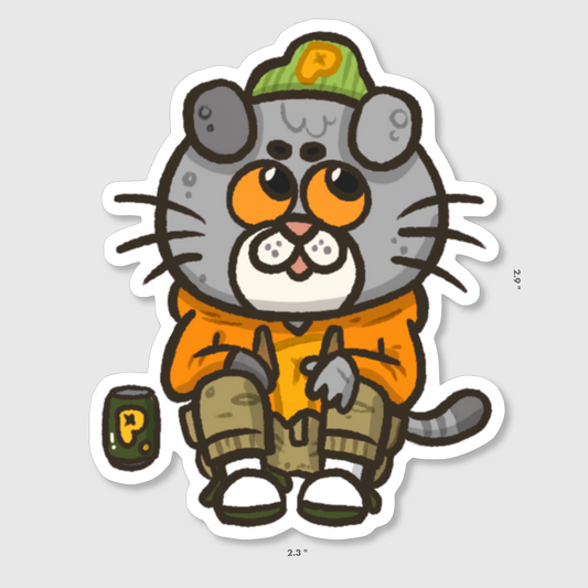 Cat with hoodie Vinyl Sticker
