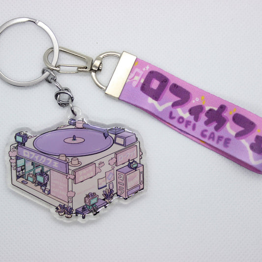 Lofi Cafe Keychain w/ Lanyard